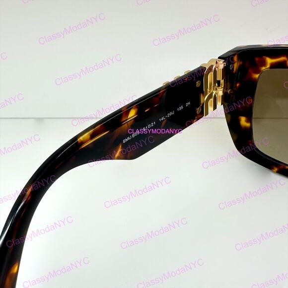 New MIU MIU Sunglasses Brown Square 2026 Gold Metal Logo Women Authentic w/ Case